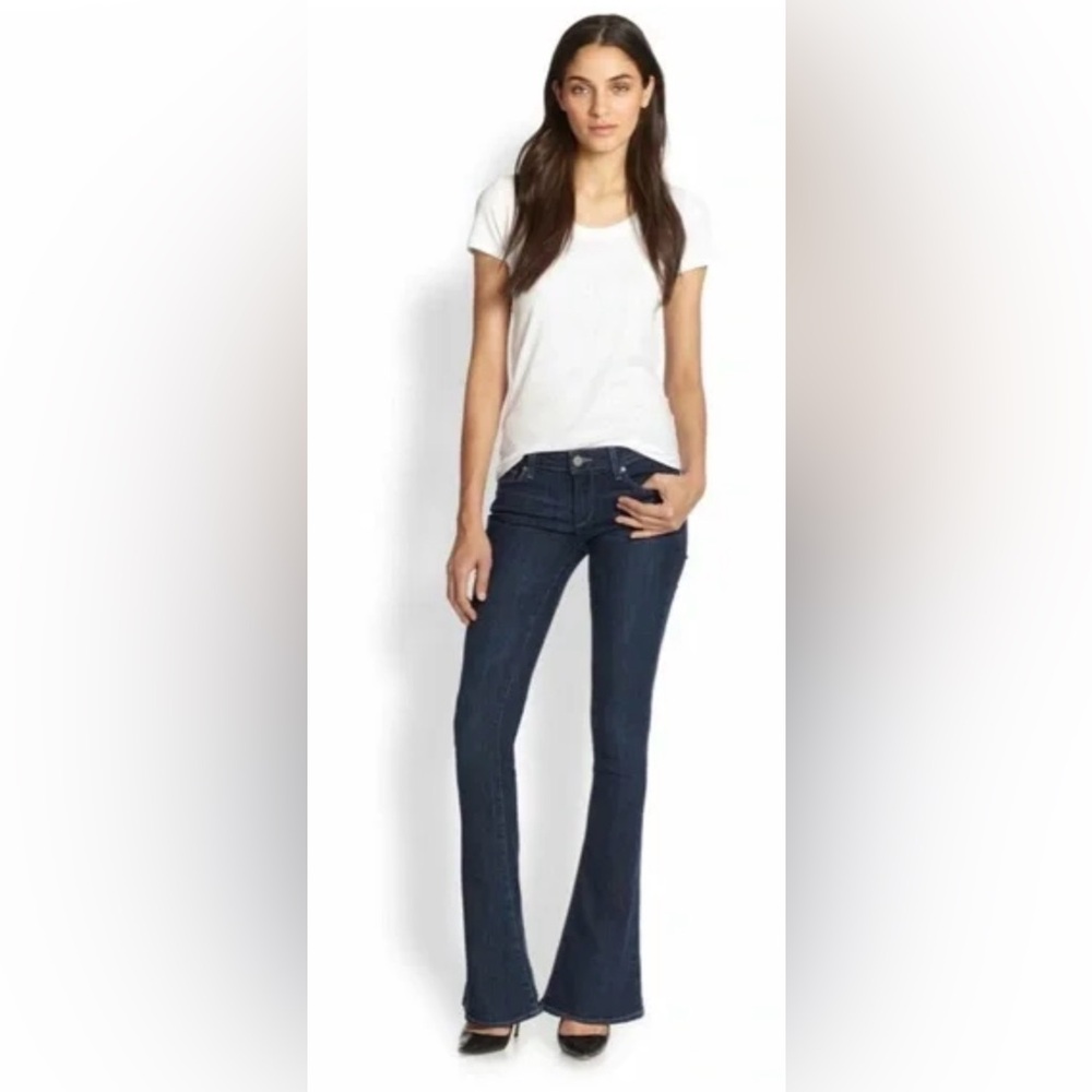 Paige Lou Lou Flare Jeans 29 Charcoal Mid Rise Stretch Denim WA518